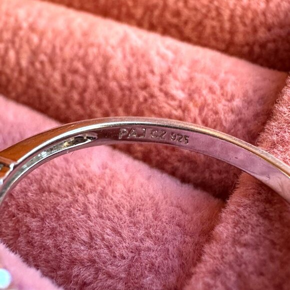 Sterling Silver CZ Ring With Round Cut Trio Stones Elegant Design Size 9 PAJ 925 - Picture 4 of 10